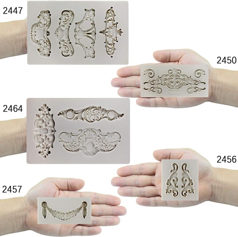 FUNSHOWCASE قوالب سيليكون مزخرفة على طراز الباروك 5 قطع زينة فنية - Image 4